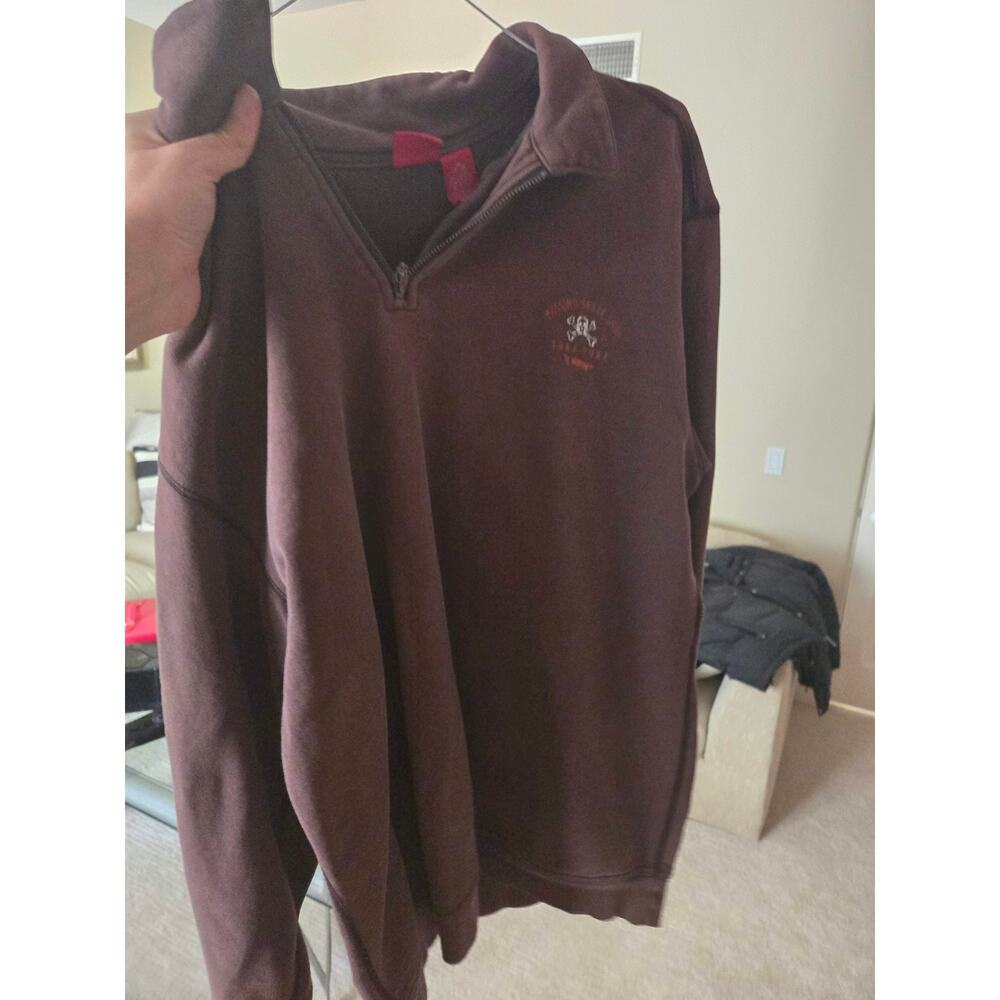 MOSSIMO XL VINTAGE half zip men brown collar sweater